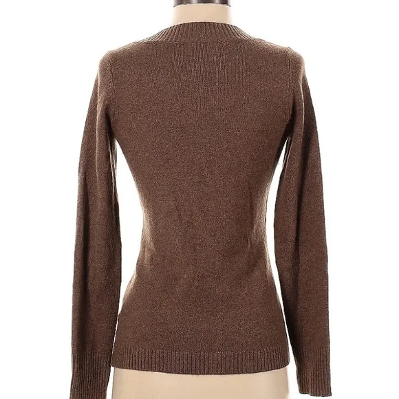 brown v-neck cashmere sweater size small - Picture 2 of 2